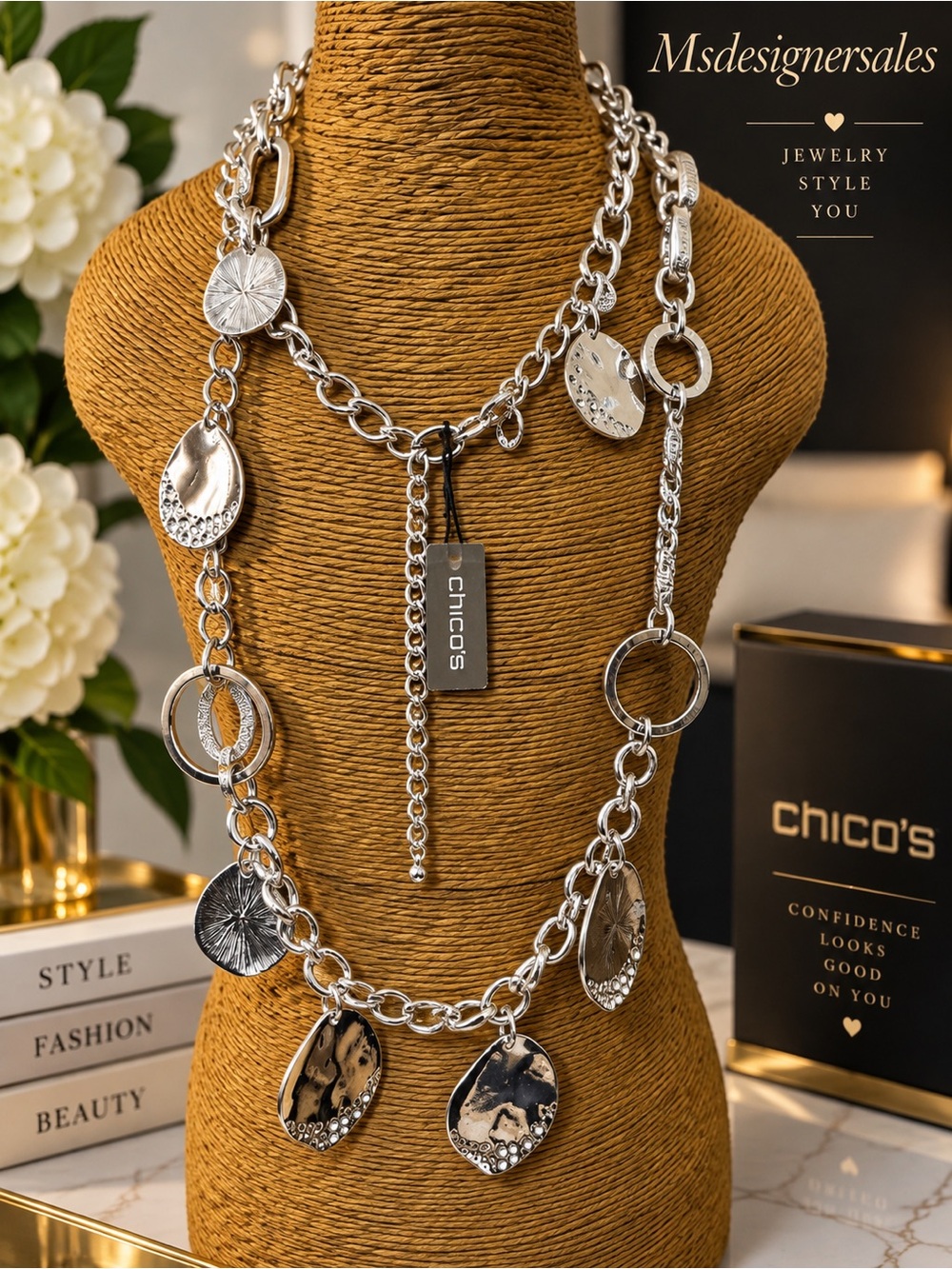 Avon Silver Multi-Charm Necklace